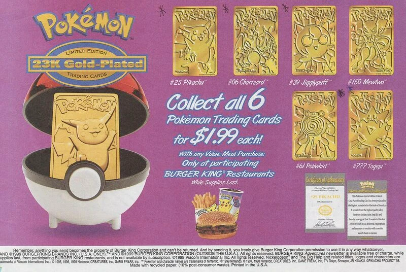 Burger king Metal Pokemon Tokens