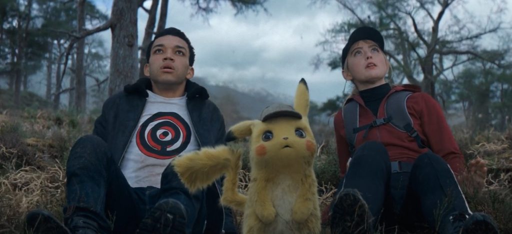 Harry, pikachu and Lucy from the movie